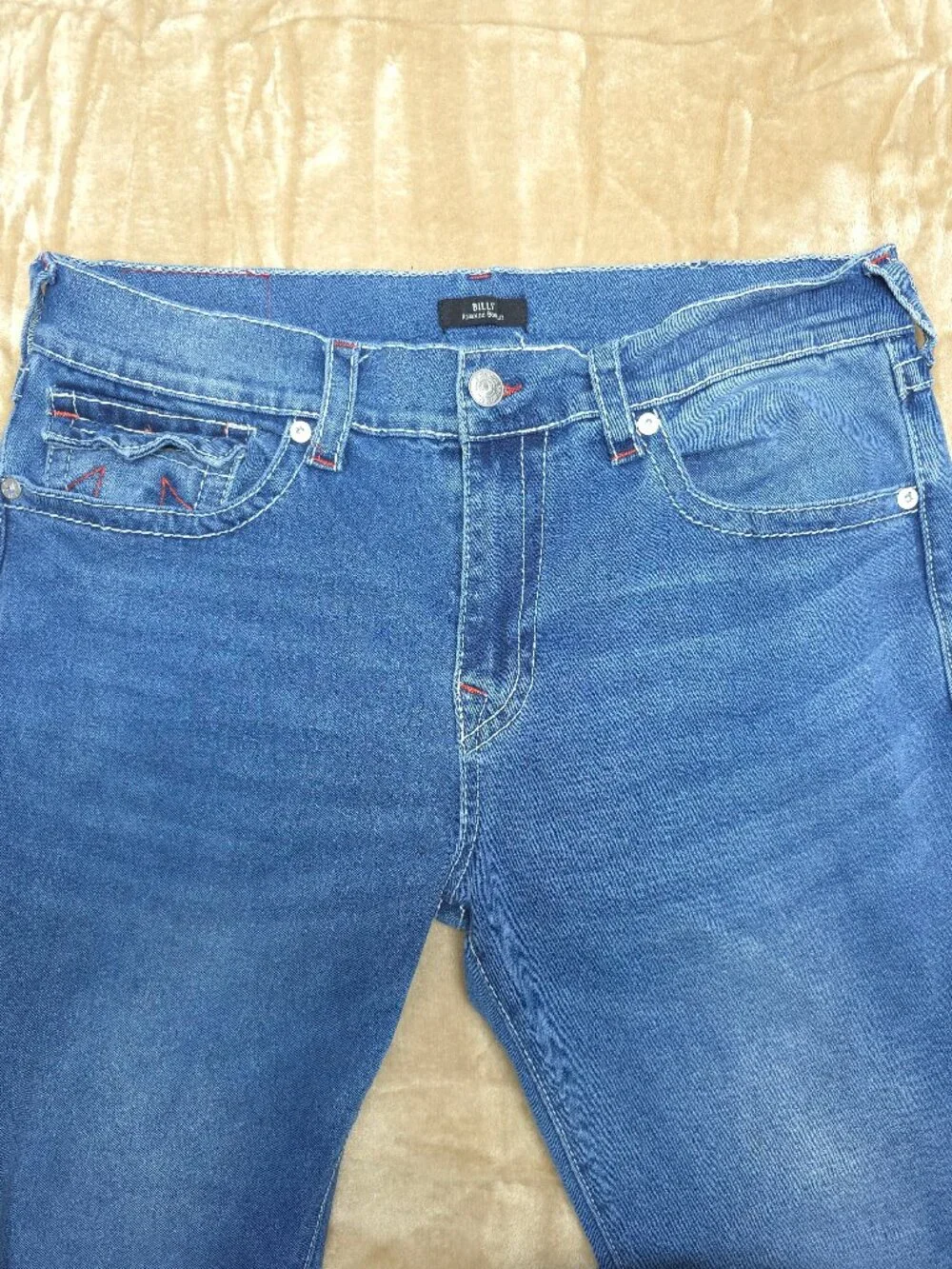True Religion Billy Relaxed Bootcut Jeans Mens 36 Blue Flap Pocket